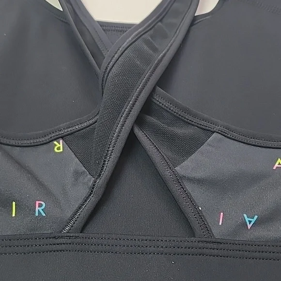 Nike Black Sports Bra with Neon Accents Size Small Featuring AIR Print - Picture 4 of 7